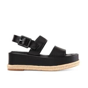 PALOMA BARCELO x ANTHROPOLOGIE Adeline Platform Sandal Black Leather Sz 39 $595